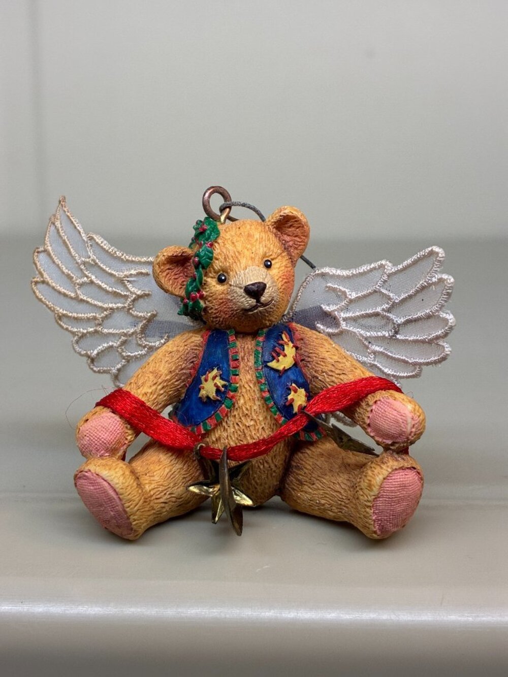 Vtg 1998 Carlton Cards Heirloom Bearly Christmas Teddy Bear Angel Ornament